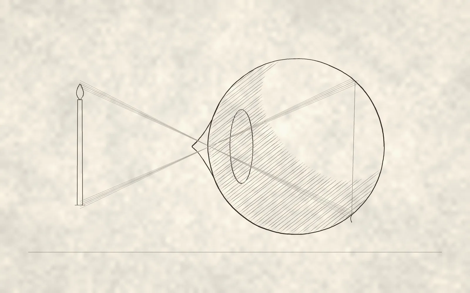 The eye as an instrument. A candle, an aperture, and the world arriving upside down.