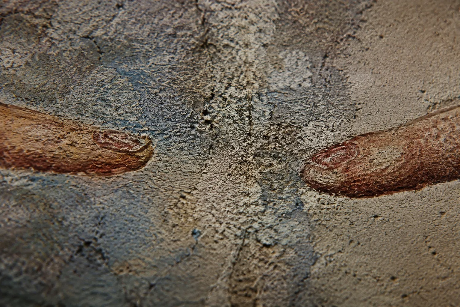 Fresco, up close. The paint has become the wall. That is the bargain he refused.
