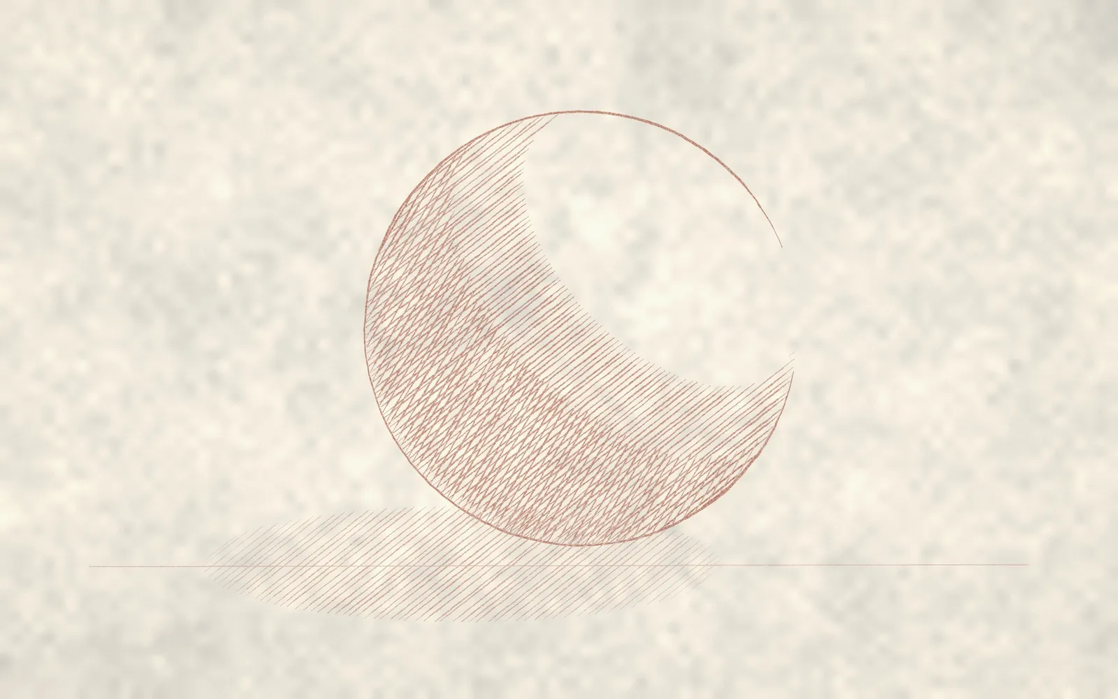 A sphere in red chalk. The strokes run from upper left to lower right, the way a left hand hatches.