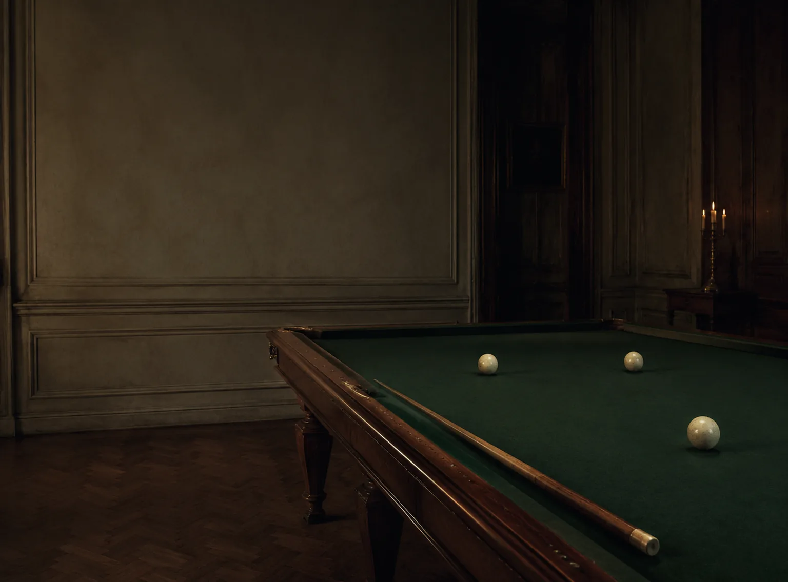 He composed at the table, a cue in his hand between phrases.
